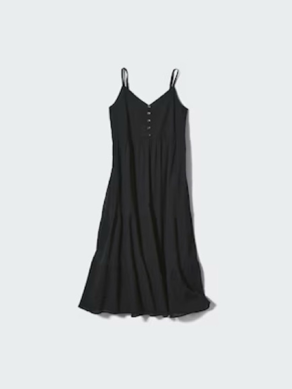 Uniqlo Black Midi Slip Dress with Buttons